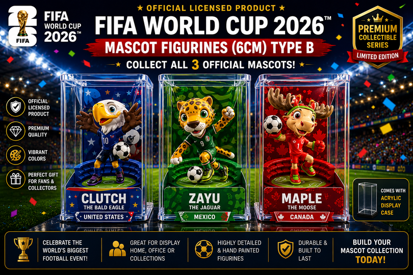 FIFA World Cup 2026™ Official Mascot Figurine Set of 3 with Display Base Stands - 6 CM - TYPE B